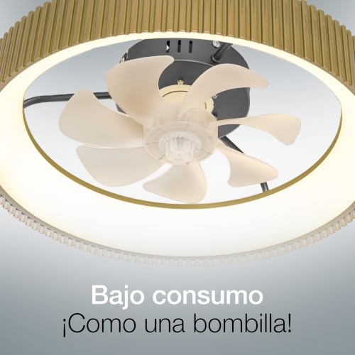 BRISANOVA ARMOR Ventilador de Techo con Luz LED, 7 Aspas, Silencioso, Mando a Distancia, 6 Velocidades y 3 Modos de Luz, Bajo Consumo, Modo Verano/Invierno, Instalación sencilla, Dormitorio/Salón