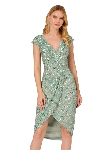 Image of Adrianna Papell Womens Beaded Mesh DressSpecial Occasion Dress