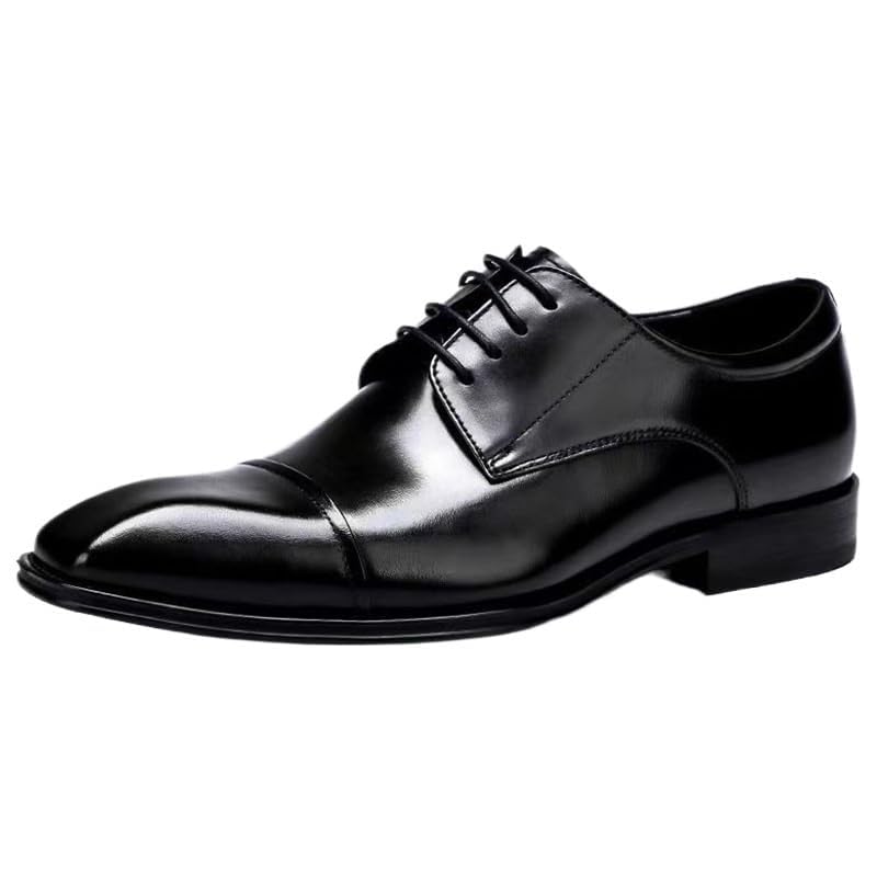 Mens Leather Business Office Oxford Dress Shoes Pointed Toe Wedding Lace Up Shoes Fashion Formal Comfortable Party Footwear