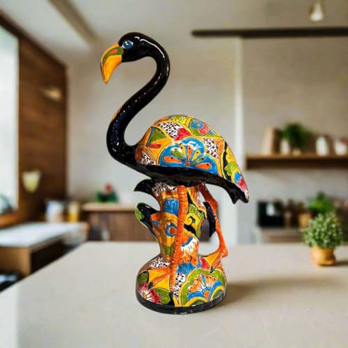 Estatua de flamenco Talavera de cerámica pintada a mano miniatura 3