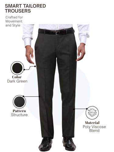 Image of Park Avenue Smart Fit Poly Viscose Blend Structure Pattern Flat Front Formal Trouser