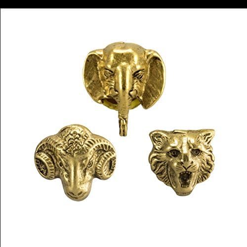 **NEW ITEM** Set of 15 ANTIQUE GOLD ZOO ANIMAL Push Pins