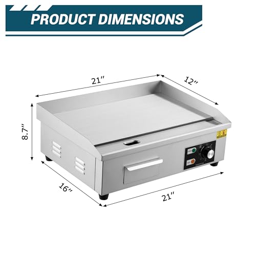 Image of Garvee 21 In Commercial Electric Griddle, Flat Top Grill Countertop Griddle