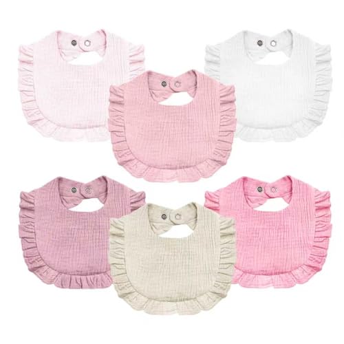 Image of Baby Muslin Bibs,6 Pcs Drool Bandana Bibs for Baby Girl Drooling and Teething,Soft and Absorbent Cotton for Newborn