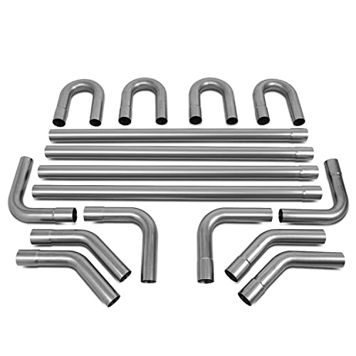 Image of DNA MOTORING ZTL-20RAW 16Pcs 2 Inches Mild Steel DIY Custom Exhaust Tubing Mandrel Bend Pipes Straight & U-Bend Kit, Universal Fit