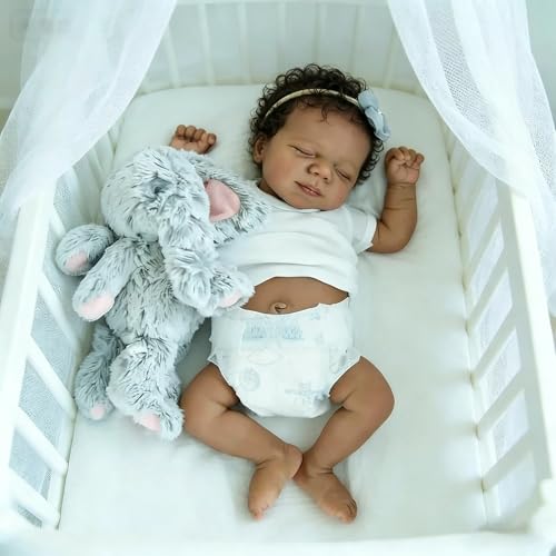 Muñeca Reborn Negra Vinilo Suave 18 Pulgadas Realista miniatura 4