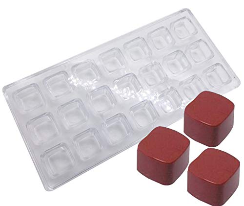 Molde para bombones de policarbonato transparente, para bombones, gelatina, caramelos, bandeja para 21 unidades Cuadrado.