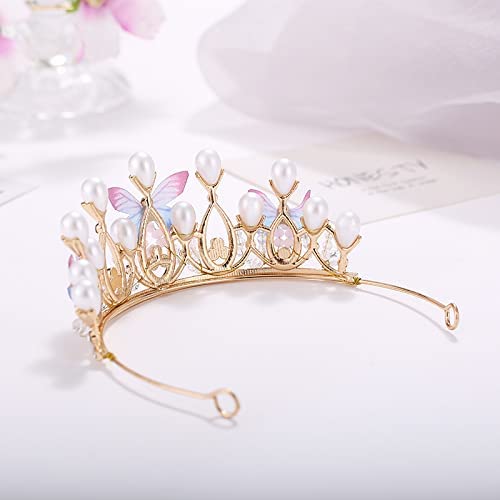 SYGA Girls Crystal Tiara Crown Women Flower Butterfly Princess Headband Gift for Wedding Prom Birthday Party Pageant Christmas Hair Accessories Costume Party Gift Present for 8-16 Years Teens Jewelery 3