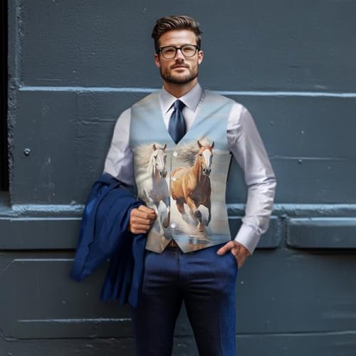 Men's Woven Cloth Suit Vest Casual Waistcoat Tuxedo Vests Sleeveless Jacket Suit Vest for Groomsman3