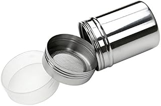 Stainless Steel Powder Shakers Flour Spice Powder Icing Sugar Coffee Sifter Dispensers Coffee Stencils with Fine Mesh Lid