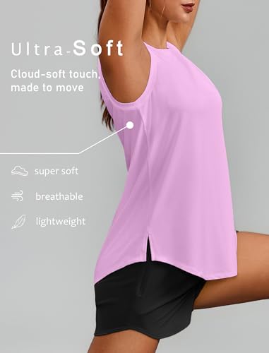 Image of PINSPARK Workout Tank Tops for Women UPF 50+ Side Slits Athletic Gym Shirt