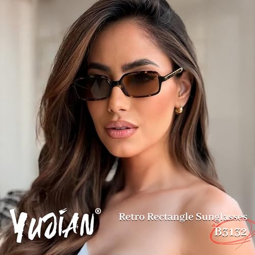 YuJian Trendy Retro Rectangle Women Men Sunglasses Small Narrow Frame 90s Style Shades Sun Glasses4