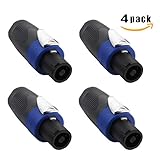 Keilton 4 Pole Audio Loud Speaker Cable Connector Twist Lock Male Plug,4 Pack