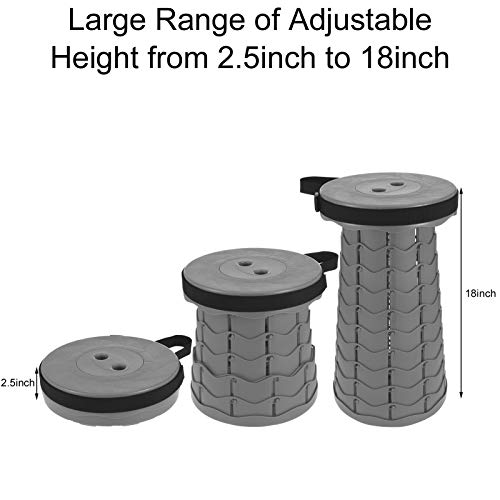 2 Pack Camping Folding Stools, Lightweight Portable Adjustable Collapsible Chair for Camp Hiking Fishing Travel Hunting, Retractable Fordable Telescopic Plastic Furniture Set for Adults & Children