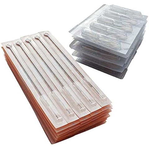Needlehouse 50pcs Disposable & Sterilized Tattoo Needles 5 Round Liner (5RL) and 50pcs Professional Sterile Plastic Disposable Clear Tattoo Tips Round 5RC (1205RL) Cover