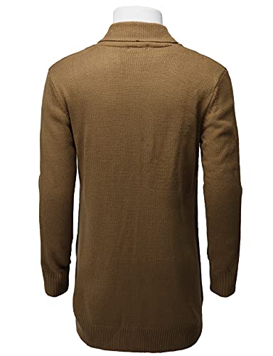 H2H Mens Casual Comfortable Fit Ruffle Shawl Collar Knitted Open Front Long Length Sweater Cardigan2