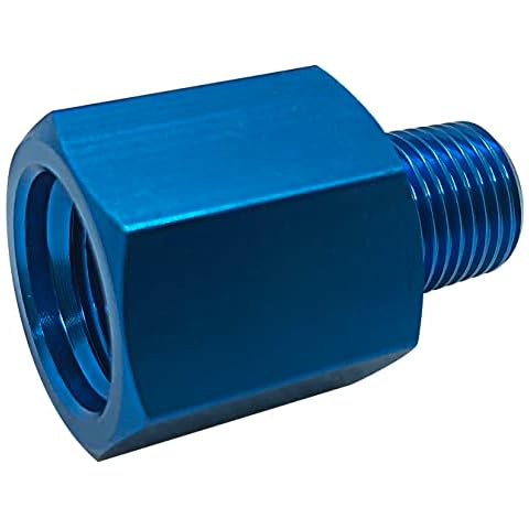 M12x1.5 to 1/8 NPT Aluminum Fitting Pressure Gauge Sensor Sender Thread Reducer Adapters Female M12 P1.5 to Male 1/8 NPT Blue Cover