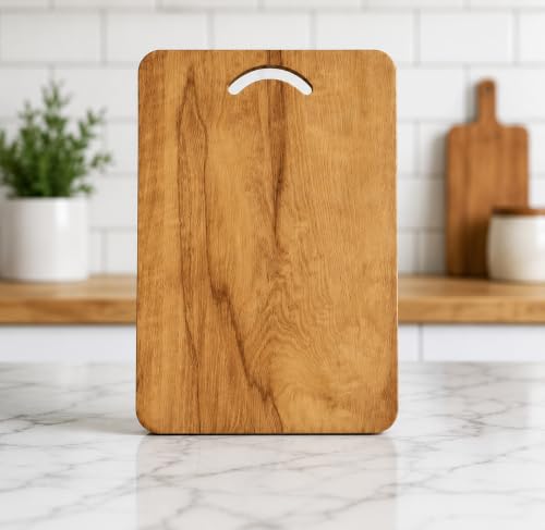 Image of Divine Touch Bamboo Wooden Chopping Board with Wood Handle, Multipurpose Cutting Board for Vegetables, Fruits & Cheese, Kitchen Use, BPA Free