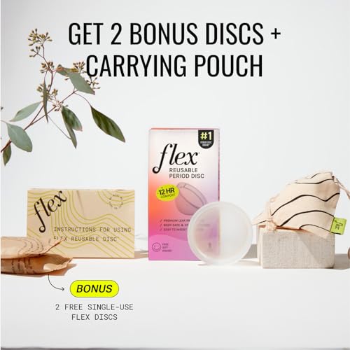 Image of Flex Reusable Disc | Reusable Menstrual Disc | Tampon, Pad and Cup Alternative | Capacity of 6 Super Tampons | Lasts for Years | Includes Carrying Pouch & 2 Free Disposable Discs (Pack of 18)