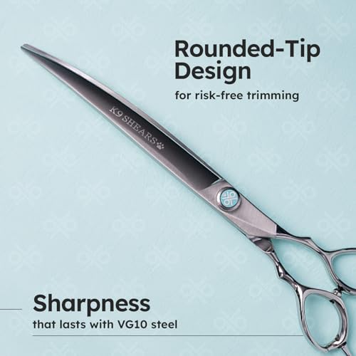 Image of 8 inch Curved Dog Grooming Scissors for Medium & Large Dogs - Lightweight VG-10 Japanese Steel Shears for Full-Body Shaping, Smooth No-Pull Cutting, Ergonomic Handle | K9 Shears