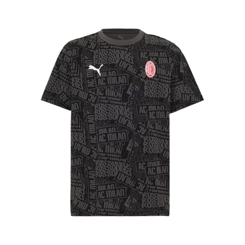 A.C. Milan Ftblculture AOP T-Shirt avec Logo Puma Produit Officiel, Noir, L Mixte