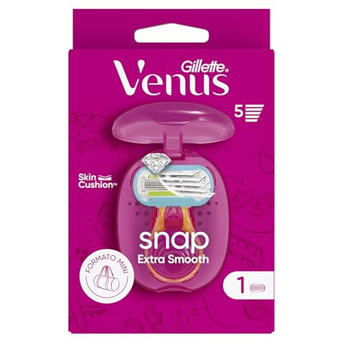 Venus Gillette Extra Smooth Snap Recambios Para Maquinilla Para Mujer, Pack De 2, 5 Hojas Para Una Depilación Superapurada Y Un Mango Mini Para Llevártela Donde Quieras