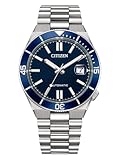 Citizen NJ0230-59L Reloj de hombre automático de acero inoxidable caja plateada esfera azul