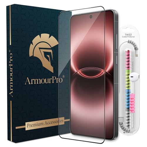 Image of ArmourPro Military-Grade Tempered Glass for Vivo X300 Ultra - 9H Anti Scratch, Edge-to-Edge Coverage, HD Clarity, Smooth Touch, Case Friendly, Easy Installation Kit with Cable Protector