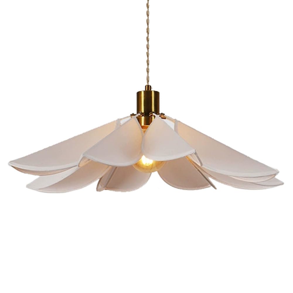 LQZCXMF Linen Fabric Lamp Shade Petal-Shape Creative Lamp Shade Dining Table Ambient Lighting Handmade Linen Pendant Lights for Kitchen Island Foyer Farmhouse Bedroom - E26 Socket