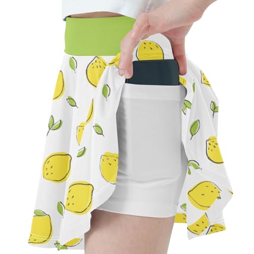 Girls Skorts High Waist Athletic Skirts with Shorts Lemon Stretchy Teens Performance Tennis2