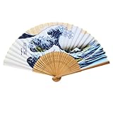 [大阪 長生堂] 扇子 メンズ レディース 海外土産 日本土産 おしゃれ ポリエステル 一本箱入り (葛飾北斎 浮世絵 浪裏)