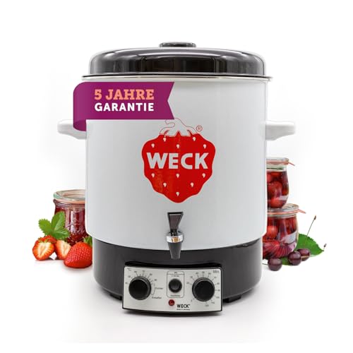 WECK Einkochautomat WAT15-A Emaille mit Präzisionsthermostat Auslaufhahn & Zeitschaltuhr 29L Einkochtopf Glühweinkocher Dampfentsafter Einweckautomat Made in Germany