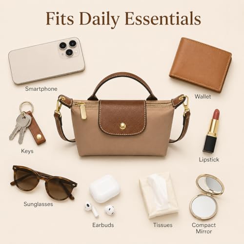 Mini bolso bandolera de nailon para mujer, pequeño bolso de mano con asa superior y correa ajustable para el hombro, bolsa casual con cierre de cremallera miniatura 5