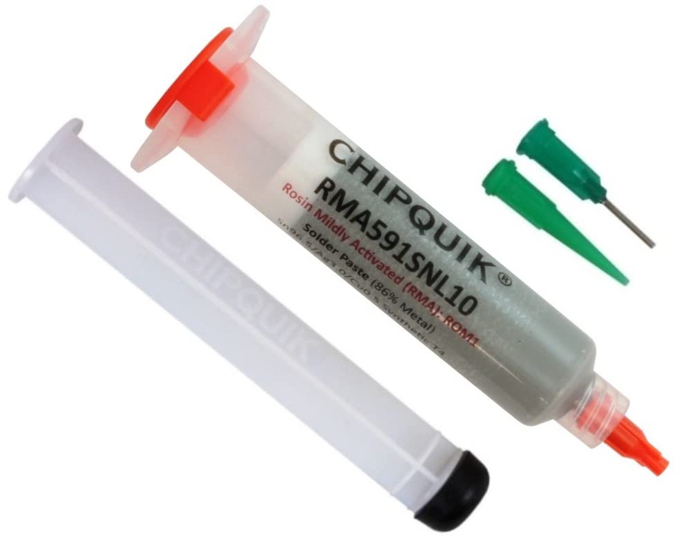 Chip Quik RMA591SNL10 RMA Solder Paste Sn96.5/Ag3.0/Cu0.5 T4 (35g syringe) ROM1