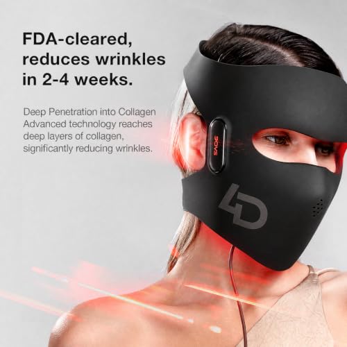 Image of JOVS Red Light Therapy Mask for Face, LED Light Therapy Mask with 4D Laser & FPT Narrow-Beam Technology, 6x More Powerful than LED, 660 /850 /940 /1064nm for Precision Anti-Wrinkle,Black