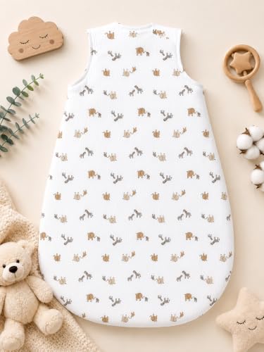 Image of TuddyBuddy Baby Cotton Wearable Quilted Sleeping Bag Blanket 1.5 Tog with 2 Way Zipper Closure | Ideal for Babies & Kids Hypoallergenic Fabrics | (Elephants & Zebra AOP - Yellow, 12-18 Months)