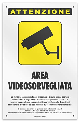 Cartello in PVC da 1 mm con 4 foriAttenzione Area...