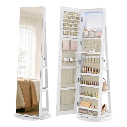 Image of SONGMICS HOME Standing Jewelry Armoire, Full Length Mirror with Storage