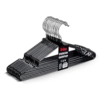 H-line Metal Hangers (20) Rubber Coated Heavy Duty Strong Clothes Space Saving Organiser Hangers For Wardrobes Coat Rack Rails & Closet Thin and Non-Slip Clothing Hanger (Black-20 Pack)