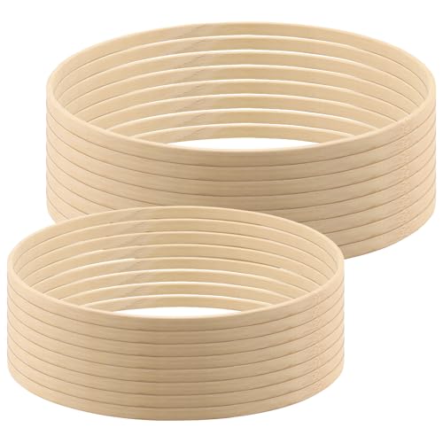 FUNSUEI 16 Anillos de Bambu para Manualidades, 25 cm y 30 cm, Anillos Decorativos de Madera de Bambu