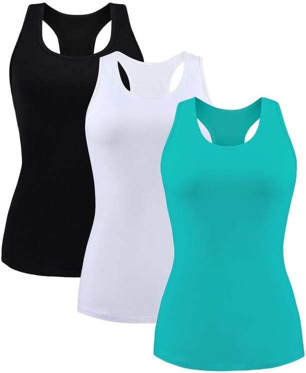 beautyin Women Tank Top with Shelf Bra Racerback Workout Yoga Tops Undershirt