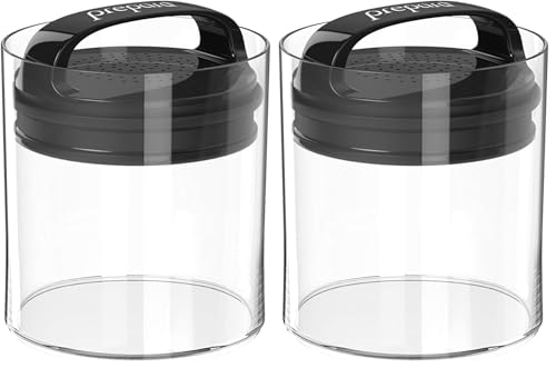 Prepara Evak Fresh Saver, Medium-Short Airless Canister with Black handle,