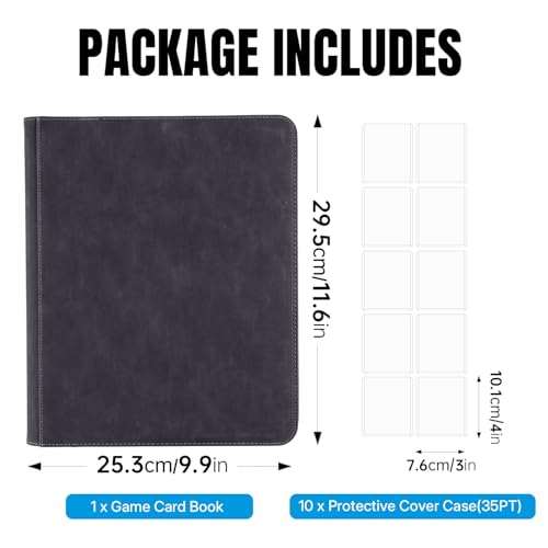 Tolesum Toploader Sammelkarten Album für 112 Toploader,4 Fächer Toploader Binder con 10 Toploader Card,Trading Card Binder Hüllen für 3x4 Rigid für Magic, YuGi Oh, MTG