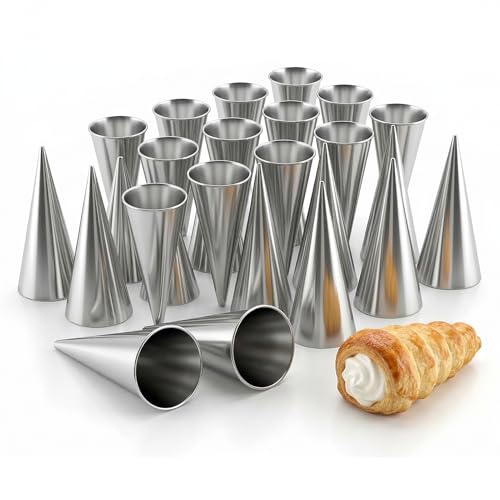 20 Stück Cannoli Schillerlockenform,Cannoli Formen,Schillerlocken Formen,Edelstahl,Schaumrollenformen Klein,Hörnchenformer,Schillerlockenform,Für Cannoli-Röhren,Croissant,Backformen