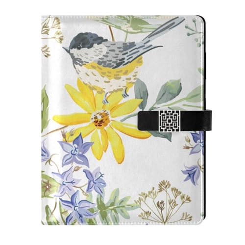 SoreSore システム手帳 A5サイズ 水彩 鳥 花 エレガント 可愛い メモ ノート PU リフィル付き ビジネス スケジュール手帳 ペンホルダー オフィス 就職 進学