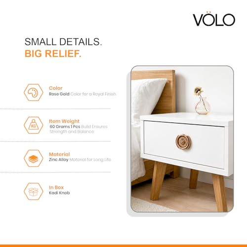 Image of VOLO 2 Pieces Cabinet Knob /Kadi | Pull Knobs for Drawers, Wardrobes & Cupboards | Ideal for Kitchen & Home | (Kadi-19) | (Rose Gold, 2 Pieces)
