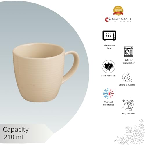 Image of Clay Craft Fine Ceramic Horizon Ivory Cups & Saucer, Set of 12, Cups for Tea & Coffee, Gift Set, Elegant Design for Home and Kitchen and Can Be Gifted to Your Loved Ones On Any Occassions