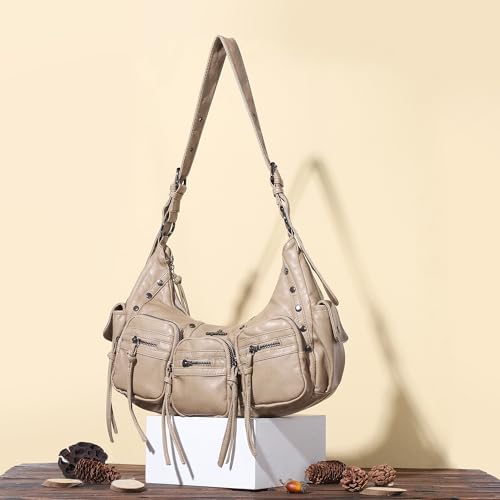 Image of Angel Kiss Hobo Bags Purse for Women Y2K Shoulder Bag Multi Pockets Designer Satchel Studded Handbags with Strap