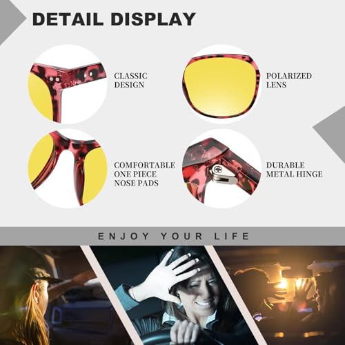 Night Vision Driving Glasses Polarized Anti-glare, HD Yellow Tinted Glasses for Women Men4
