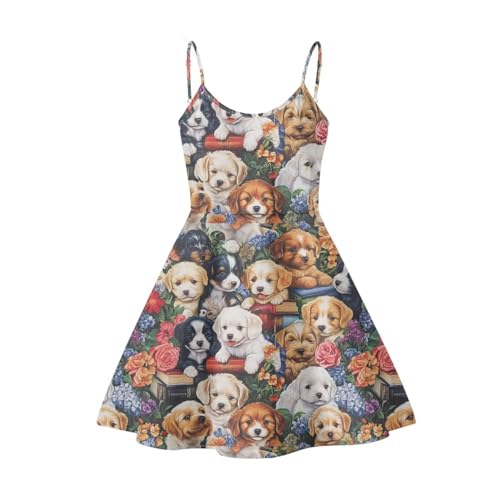 Image of Women's Spaghetti Strap Dress Summer Casual Swing Sundress Girls Beachwear Swing Mini Dress